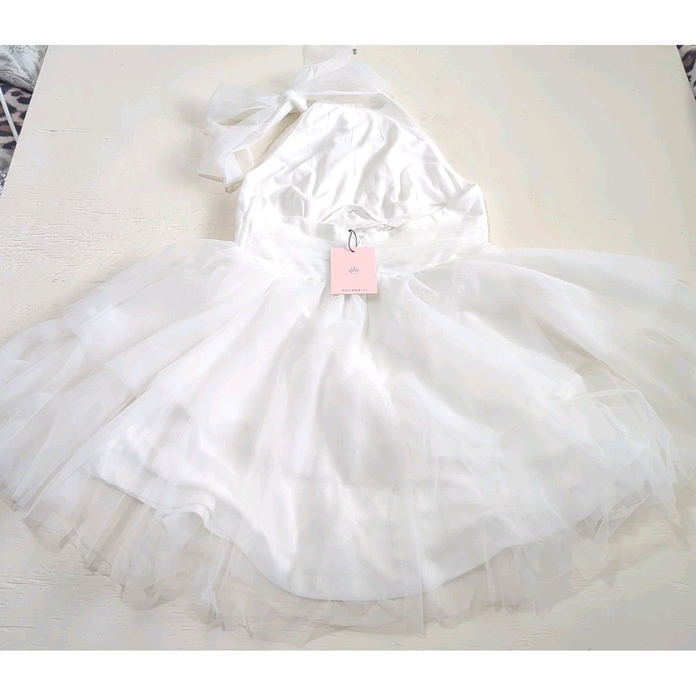 Hello Molly Halter Tulle Mini Dress Large 8 Bridal Wedding Party NWT - Picture 6 of 11